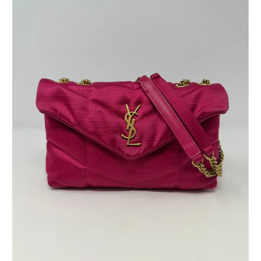 Saint Laurent YSL Toy Puffer Quilted Shoulder Bag Pink